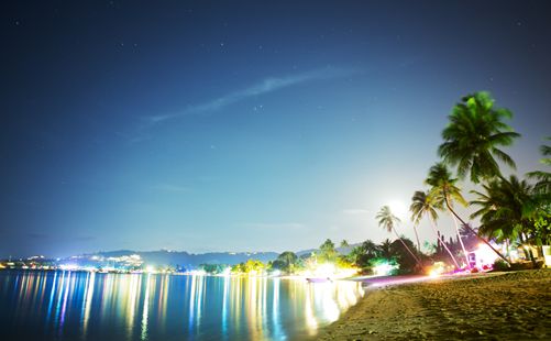 泰国苏梅岛沙滩夜景